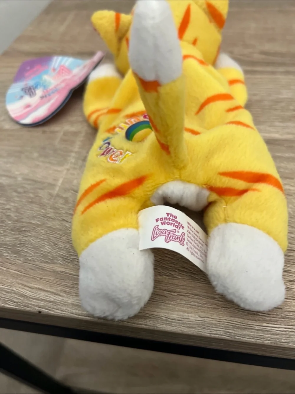 NWT Lisa Frank Cat Kitten Sunflower Yellow Plush Beanie Vintage w/ Tag 8” - Picture 5 of 11